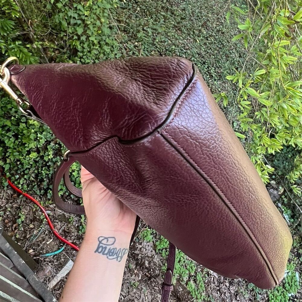 COACH Mini Kelsey Satchel Bag Purple Oxblood Leather w Gold Hardware AUTHENTIC - Picture 5 of 11